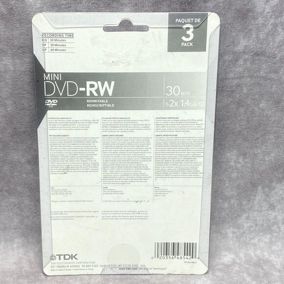 TDK Mini DVD-RW 30 Min Rewritable 3 Pack - Picture 4 of 6